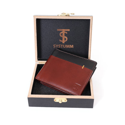 Systumm Men Tan Genuine Leather RFID Wallet