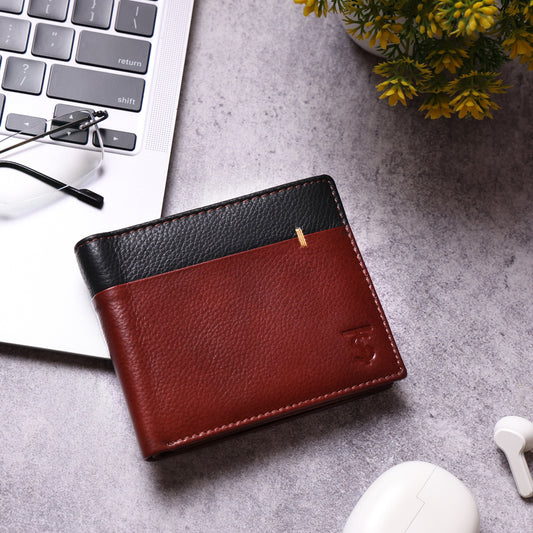 Systumm Men Tan Genuine Leather RFID Wallet