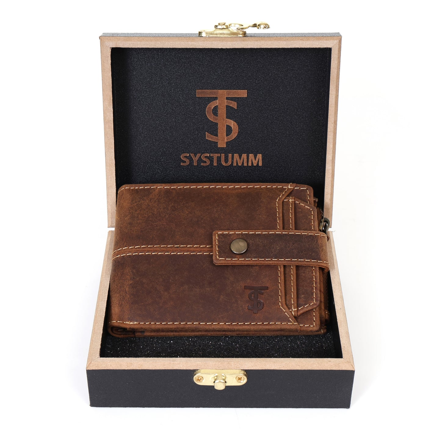 Systumm Men Brown Genuine Leather RFID Wallet