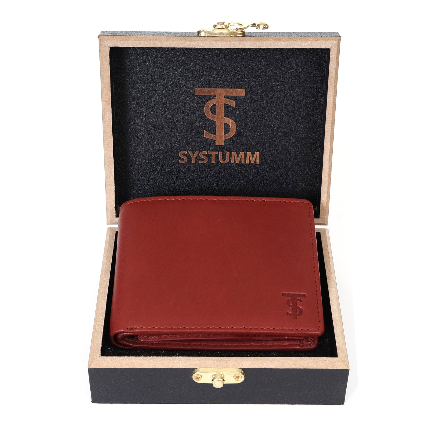 Systumm Men Brown Genuine Leather RFID Wallet (7 Card Slots)