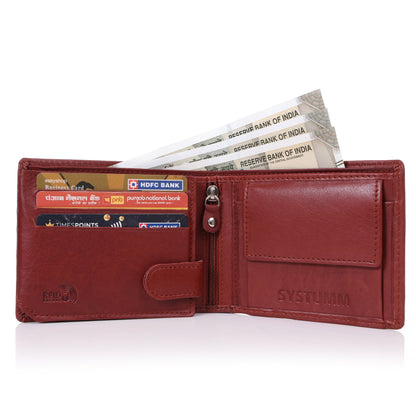 Systumm Men Brown Genuine Leather RFID Wallet (7 Card Slots)