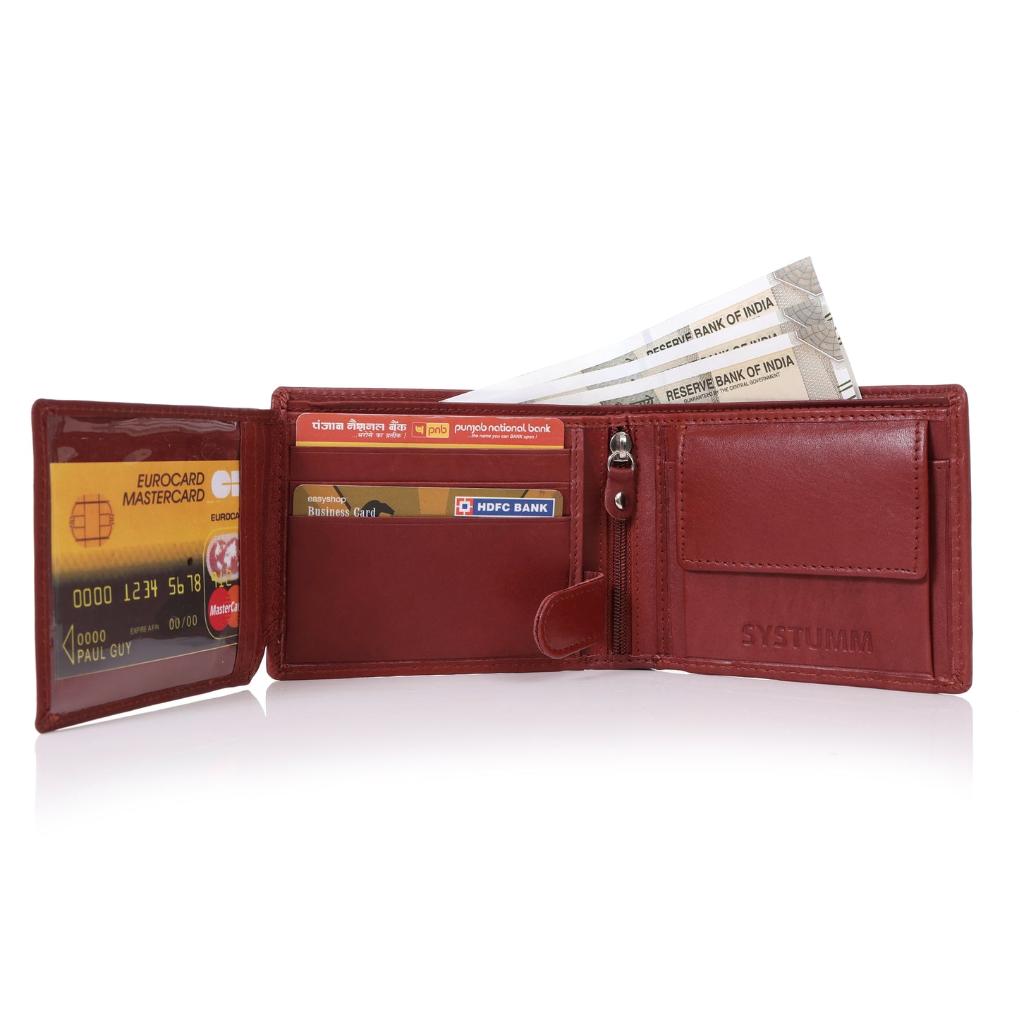 Systumm Men Brown Genuine Leather RFID Wallet (7 Card Slots)