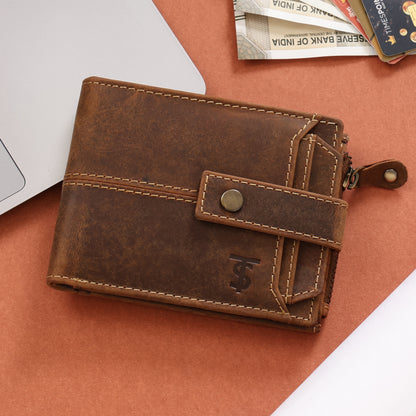 Systumm Men Brown Genuine Leather RFID Wallet