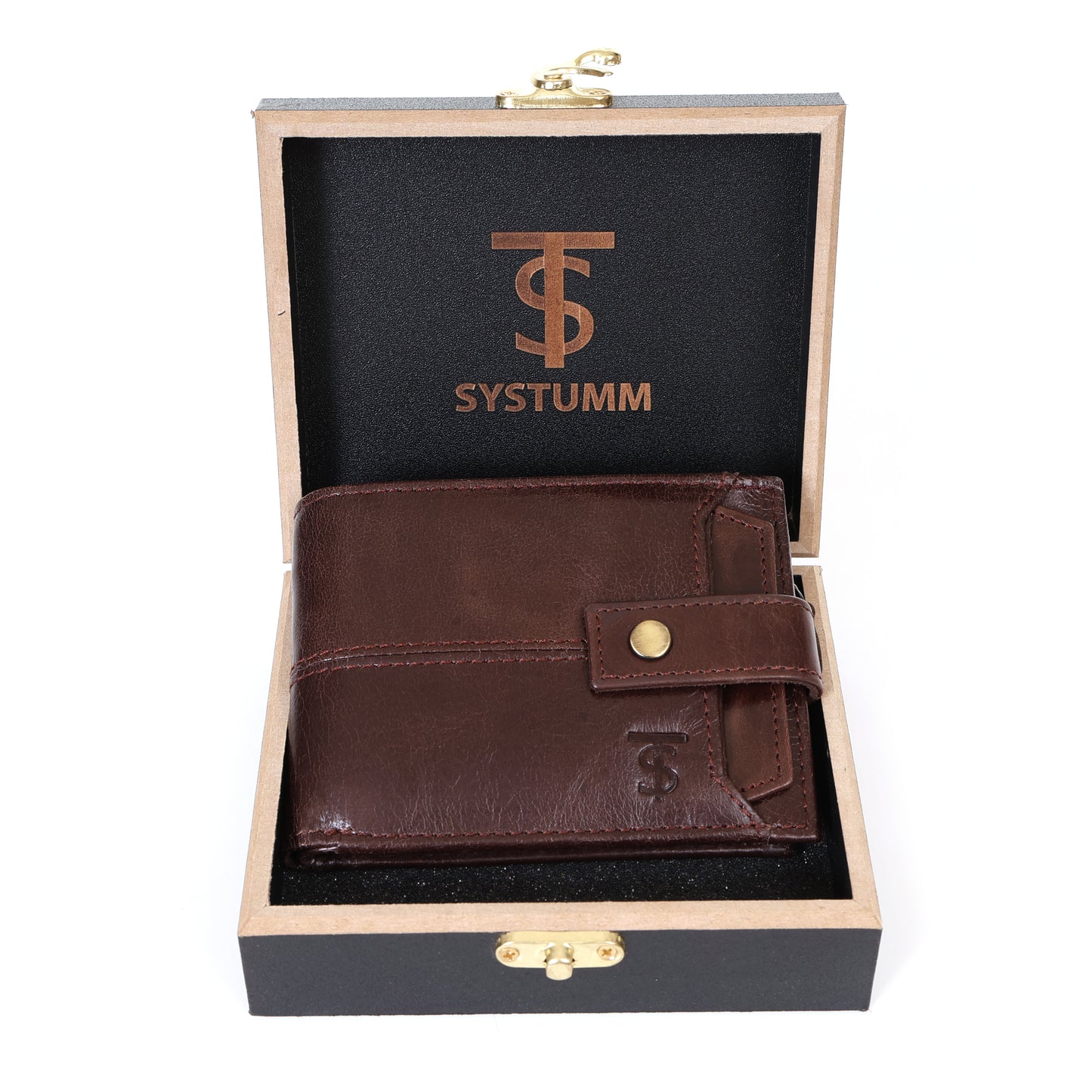 Systumm Men Brown Genuine Leather RFID Wallet