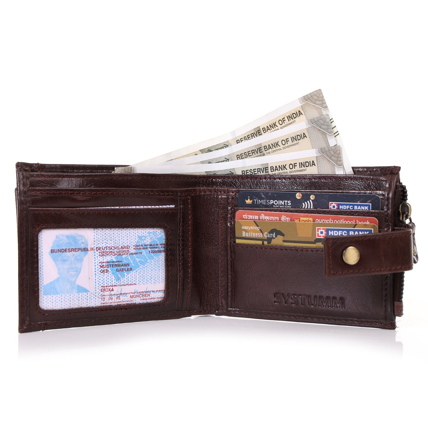 Systumm Men Brown Genuine Leather RFID Wallet