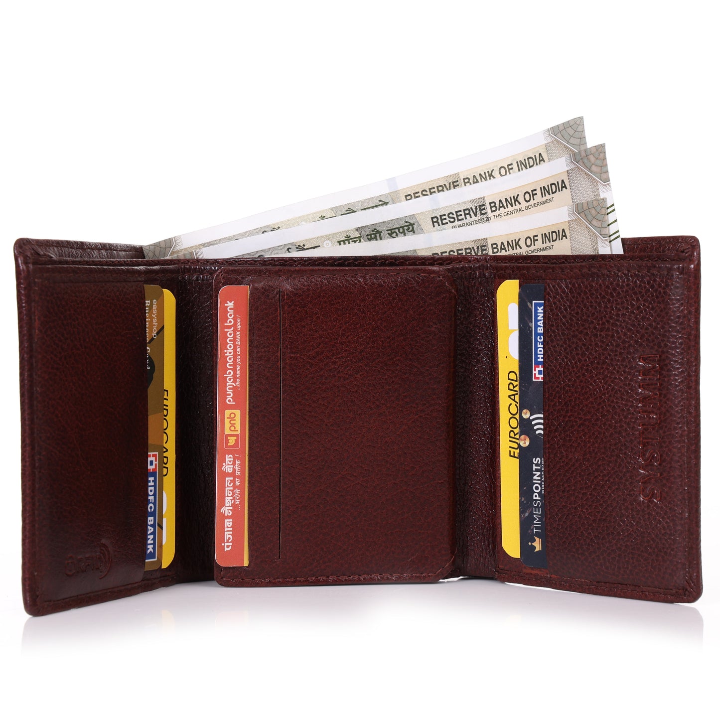 Systumm Men  Genuine Leather RFID Wallet (7 Card FOLD Slots)