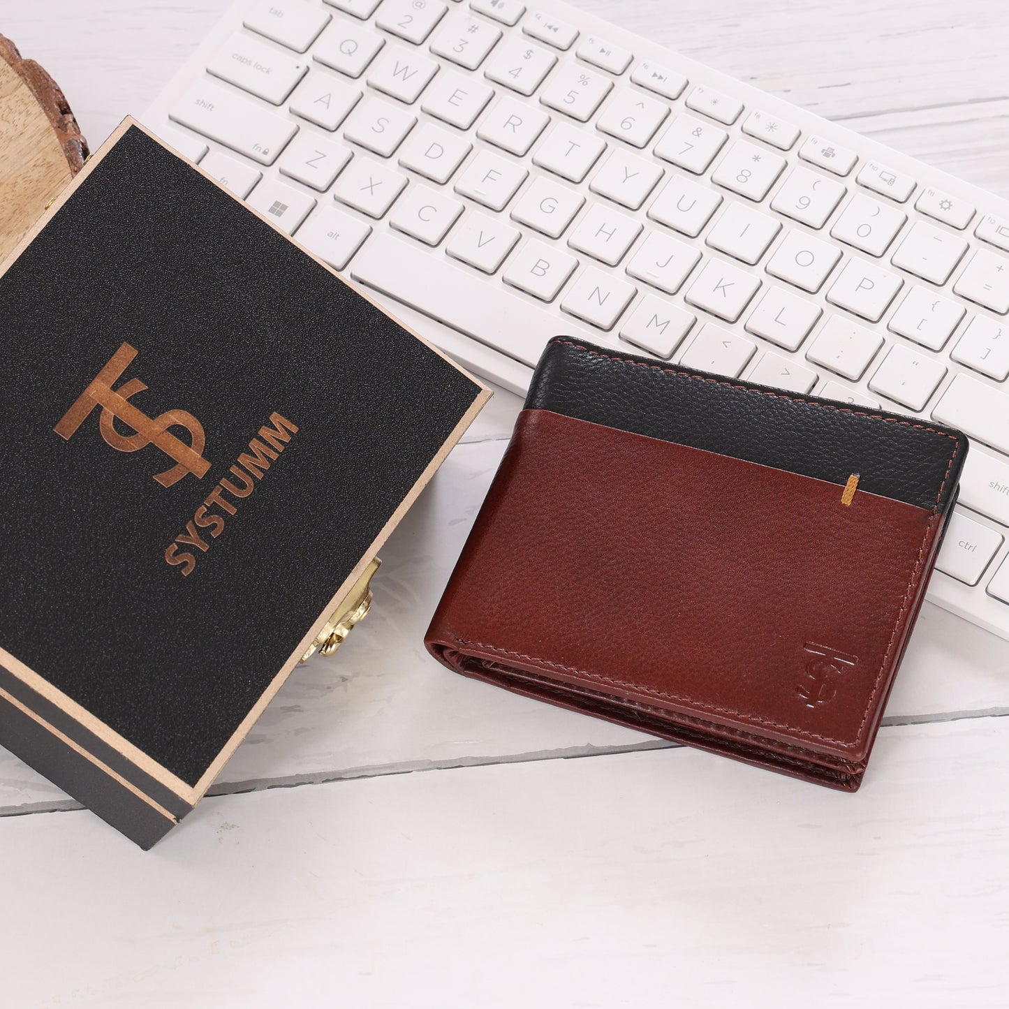 Systumm Men Tan Genuine Leather RFID Wallet