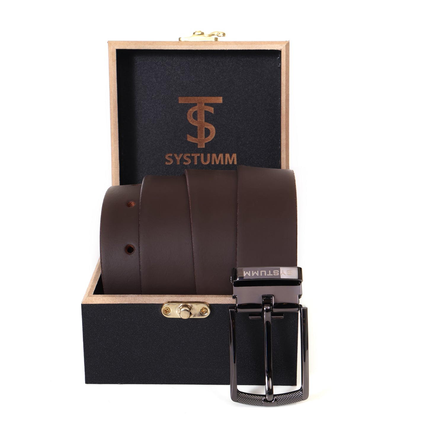Systumm Men Formal Brown Genuine Leather Belt