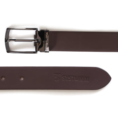 Systumm Men Formal Brown Genuine Leather Belt