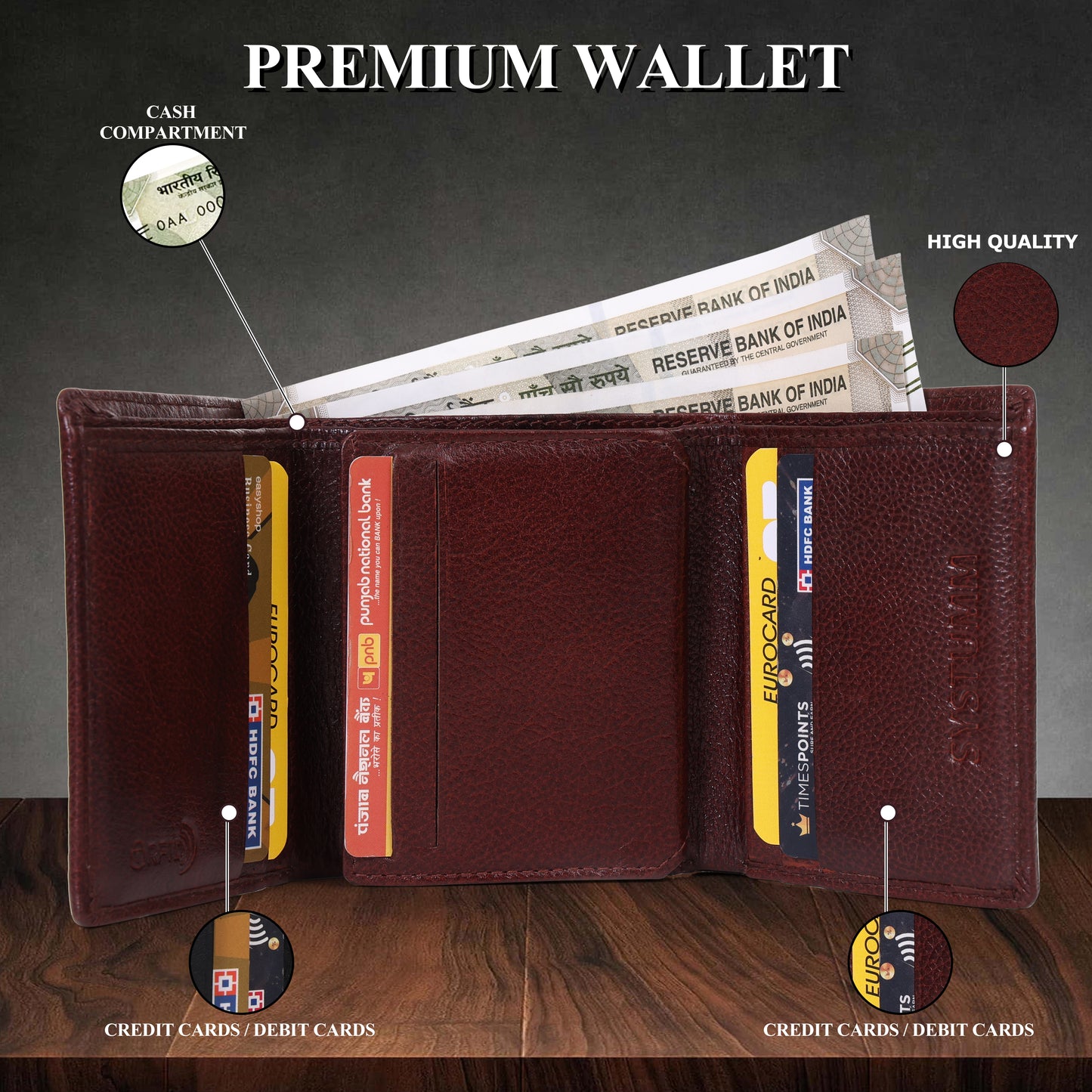 Systumm Men  Genuine Leather RFID Wallet (7 Card FOLD Slots)