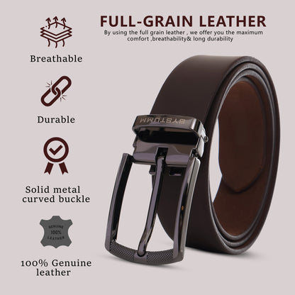 Systumm Men Formal Brown Genuine Leather Belt