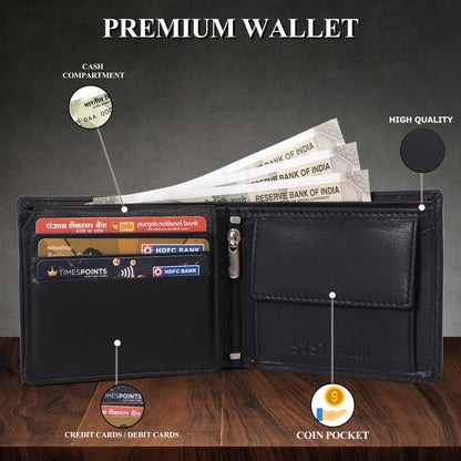 Systumm Men Casual  Genuine Leather RFID Wallet (7 Card Slots)